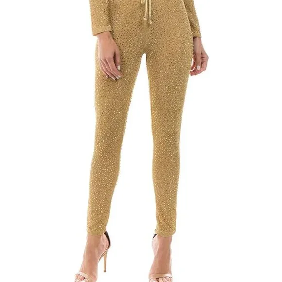 Dazzling Gold Sequin Jumpsuit - Show-Stopping 70s Disco Vibes - Picture 2 of 7